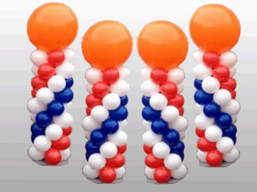 4 ballonnenpilaren in Hollandse kleuren