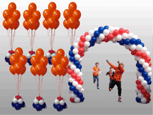 Ballonnenboog met 7 helium grondboeketten