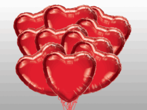 Losse folieharten in het rood